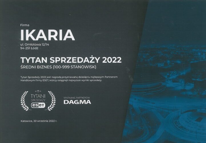 Tytan Sprzedaży ESET 2022 kolejny raz trafia do IKARII