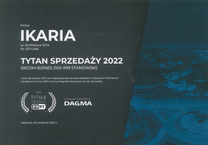 Tytan Sprzedaży ESET 2022 kolejny raz trafia do IKARII